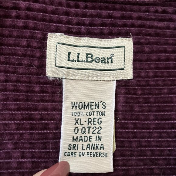 Vintage L.L. Bean Corduroy Shirt Womens XL Purple Barn Chore Button Up Plum Fall - Picture 4 of 8